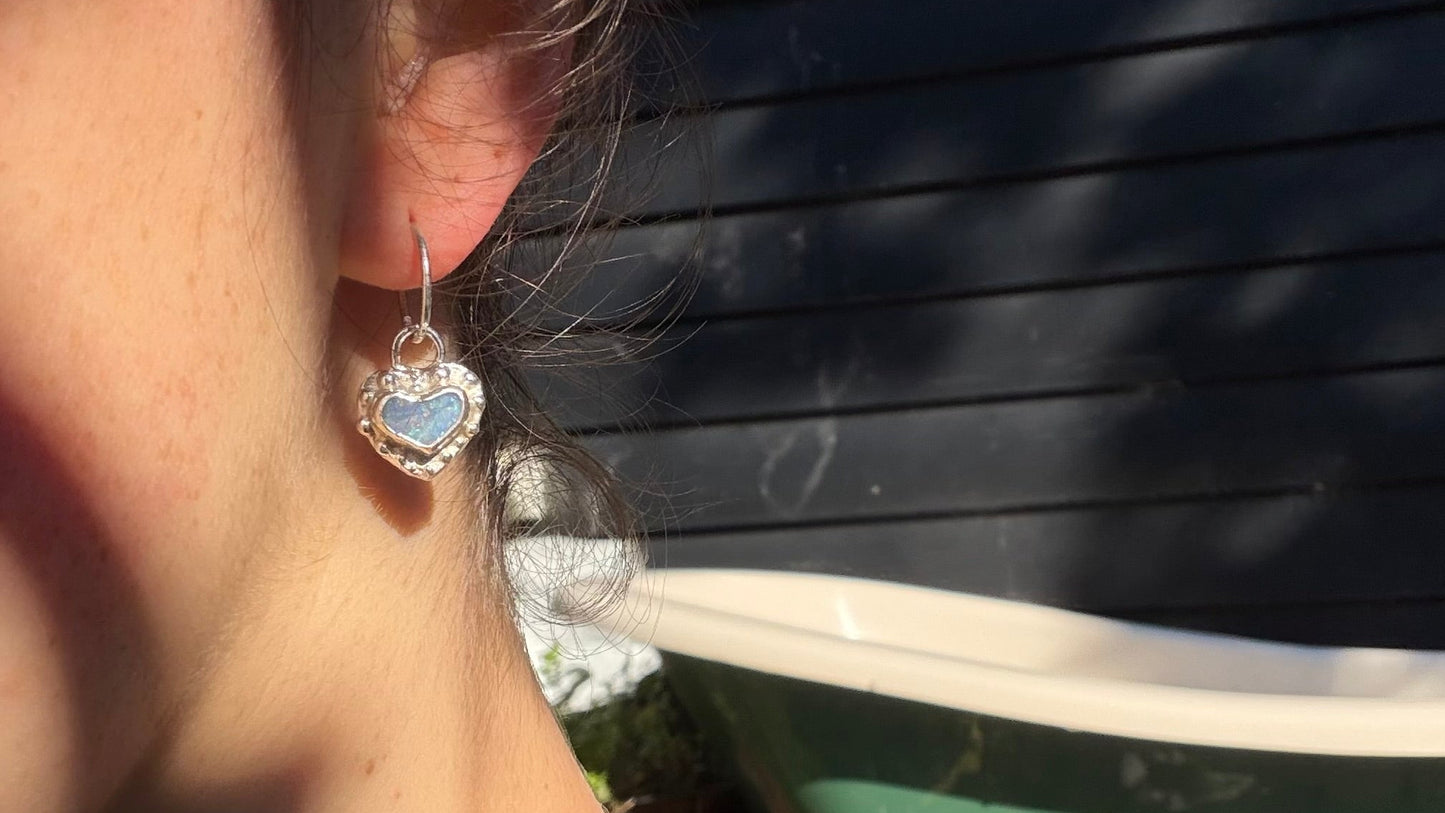 Opal Heart Charms