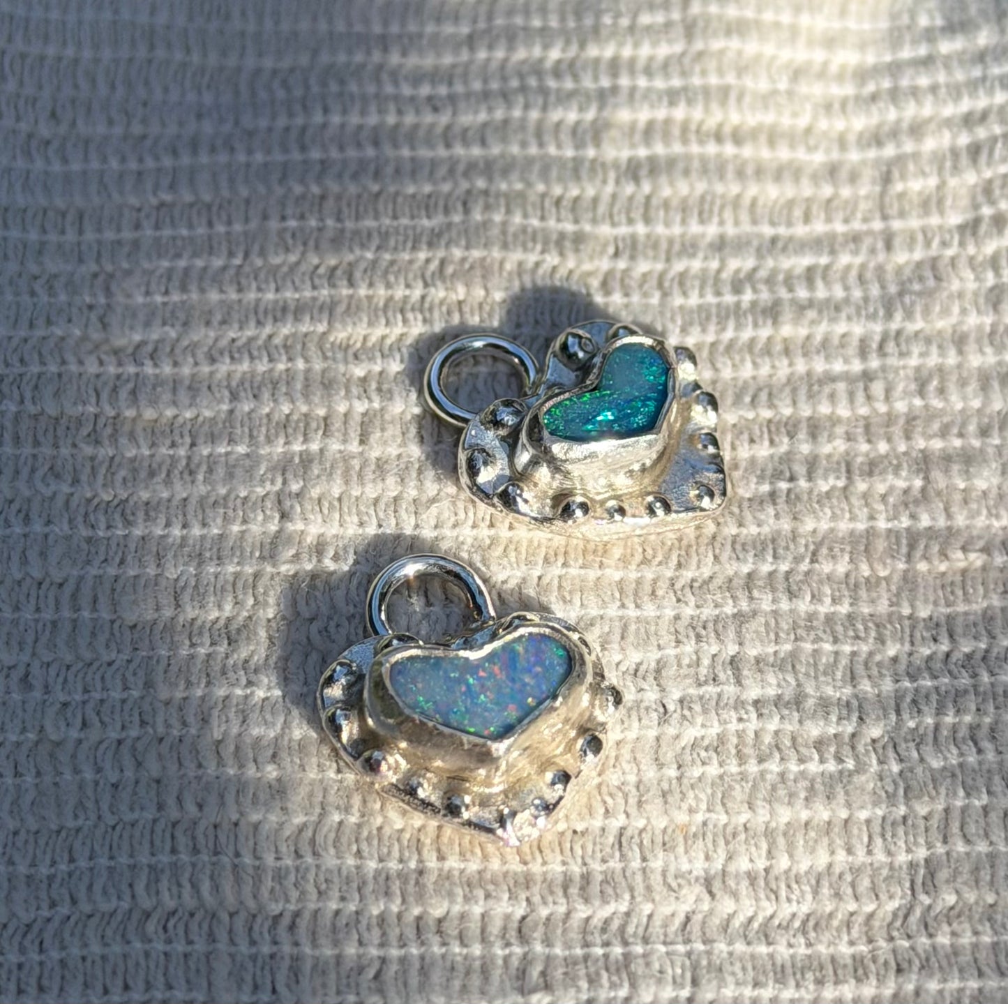 Opal Heart Charms