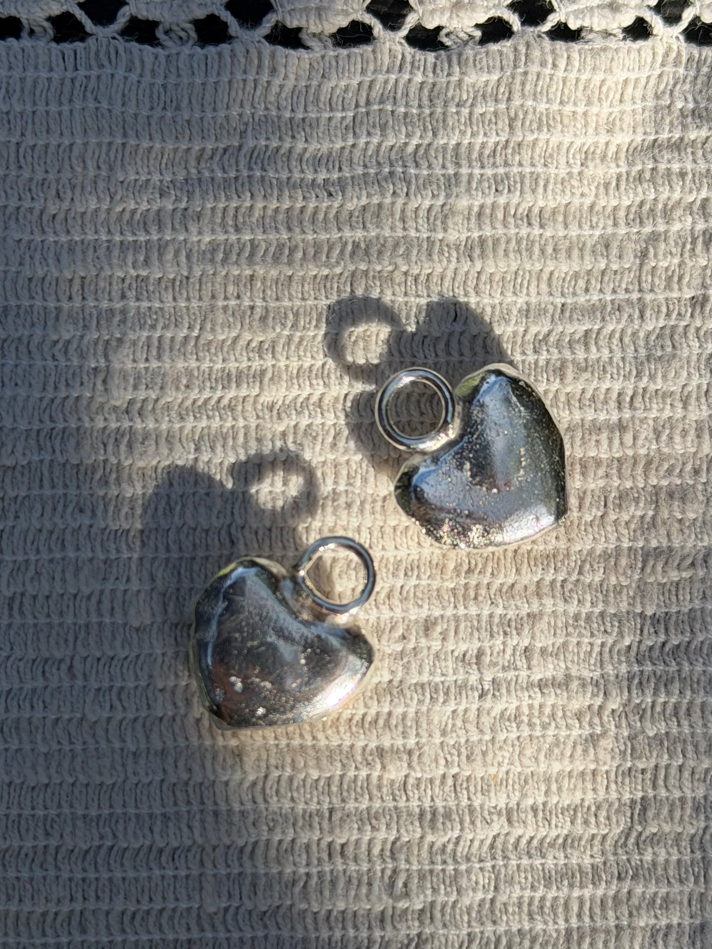 Opal Heart Charms