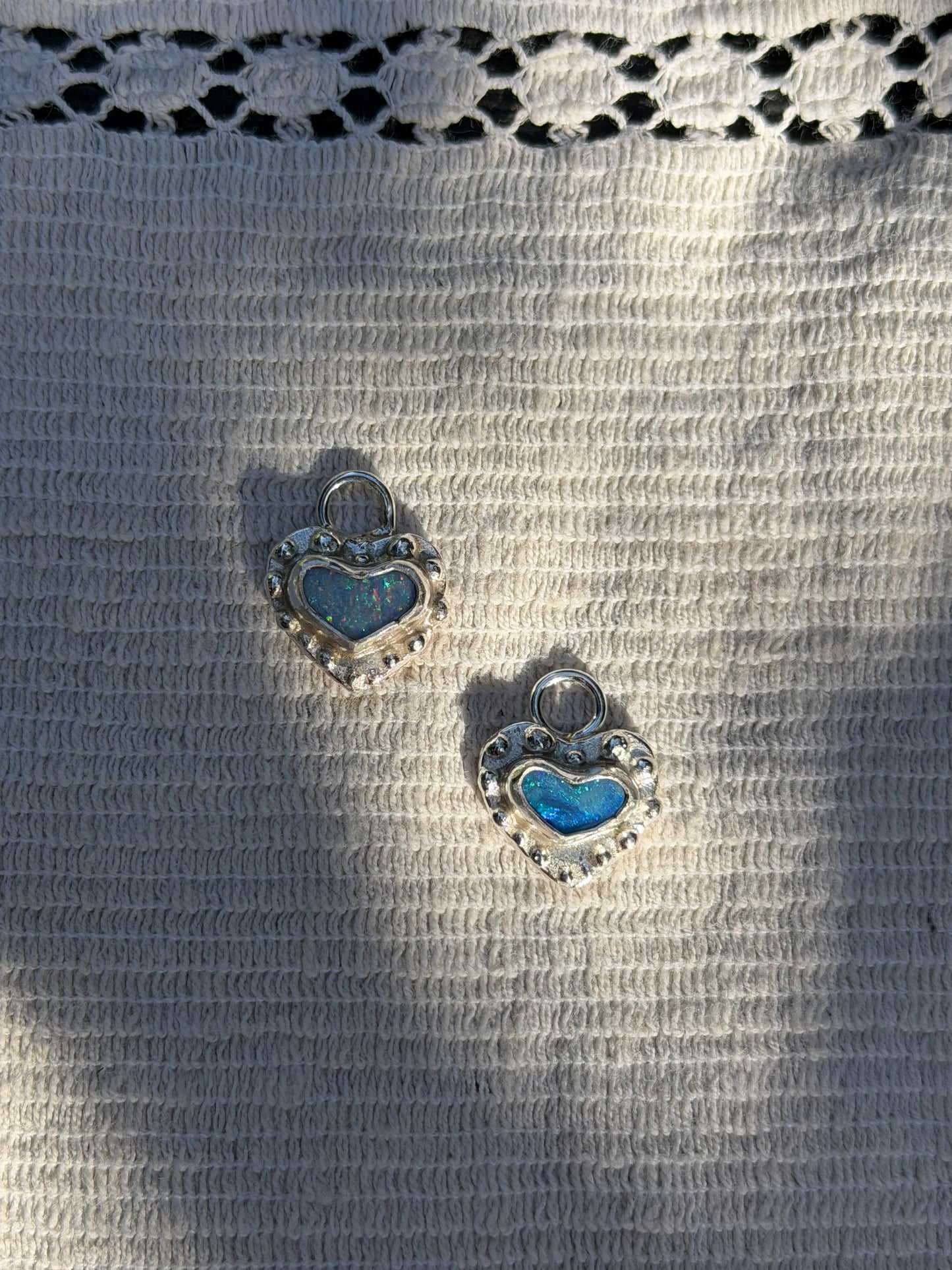 Opal Heart Charms