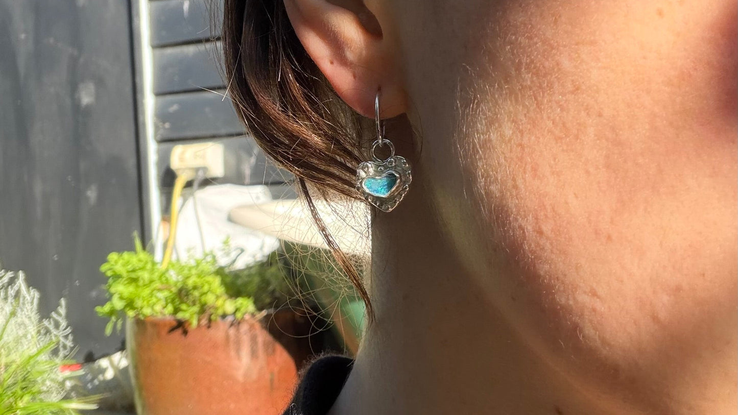 Opal Heart Charms
